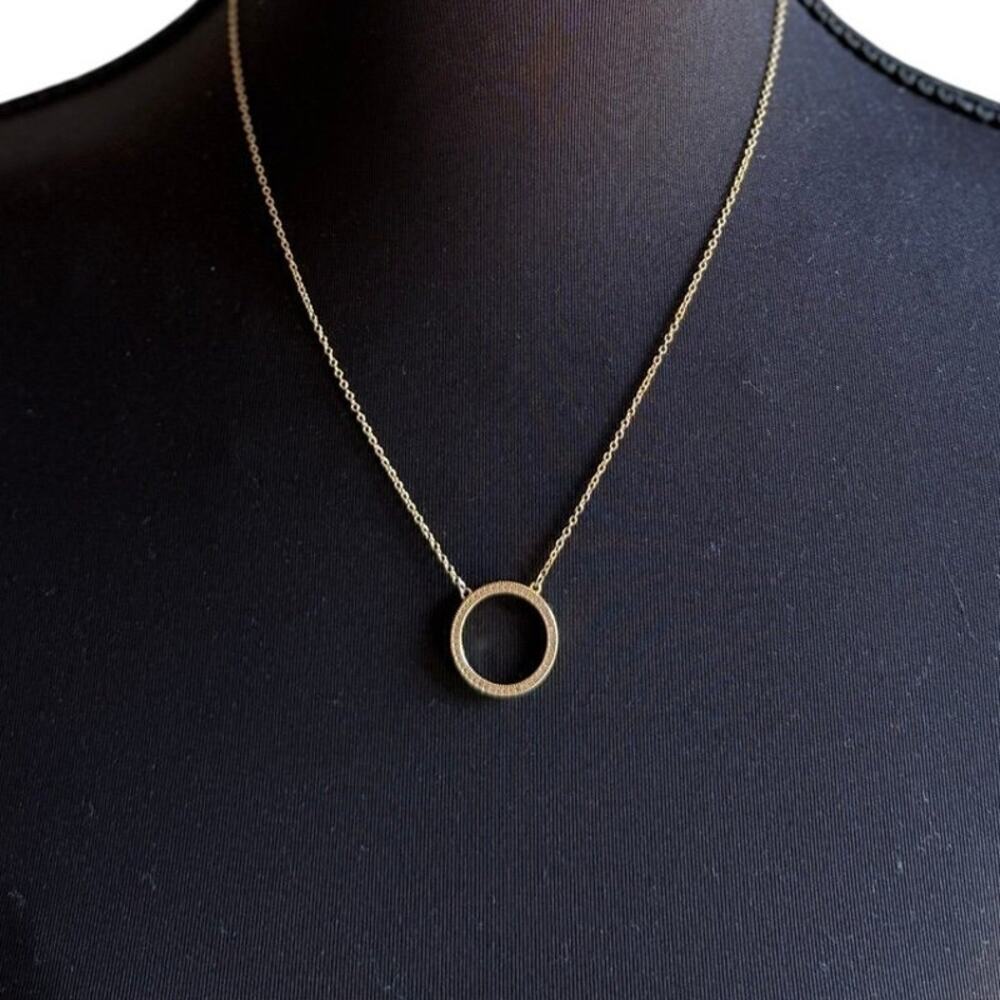 Adornia Swarovski Crystal Circle Pendant Necklace 14K Gold Plate